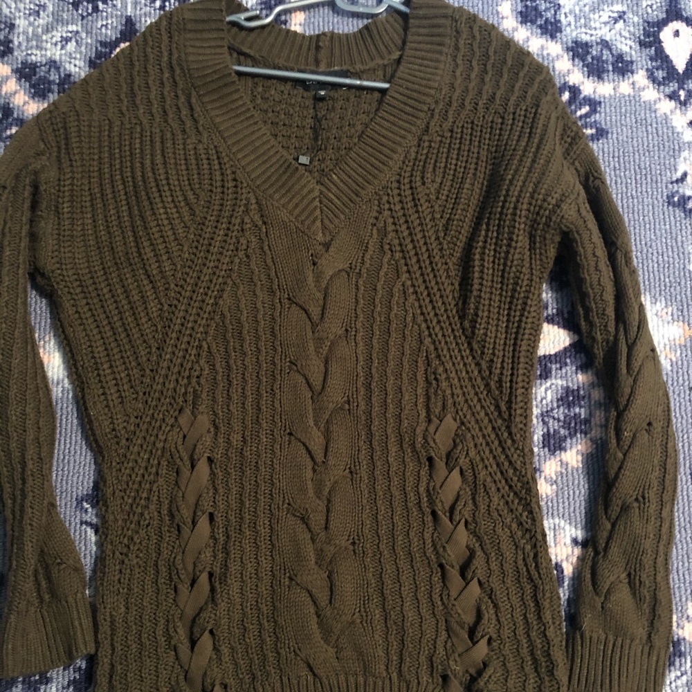 Express Olive Oversized Cable Knit Sweater